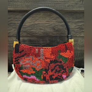 Magda Butrym Micro Vesna Floral Beaded Embroidery Leather Bag